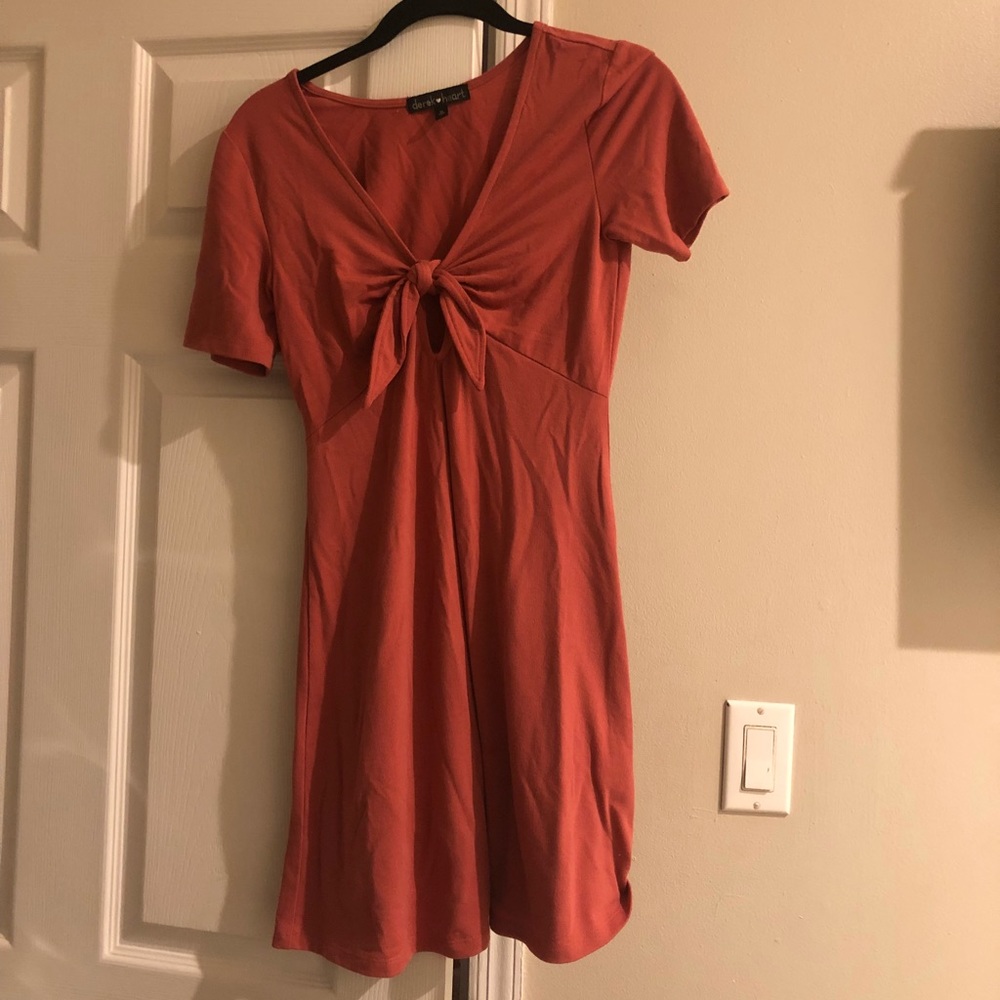 Salmon colored tie dress